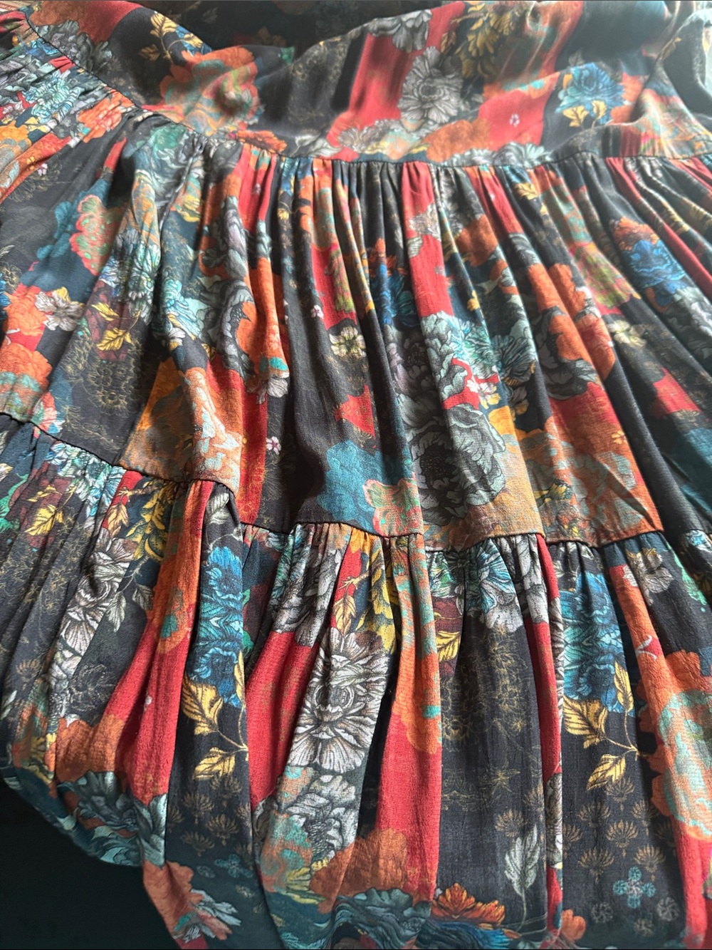 Soft Surroundings,M, patchwork floral flare tiered maxi dress. Swingy, comfy EUC - Picture 12 of 12